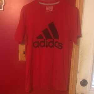 Adidas Men's Red Tee with Black Logo